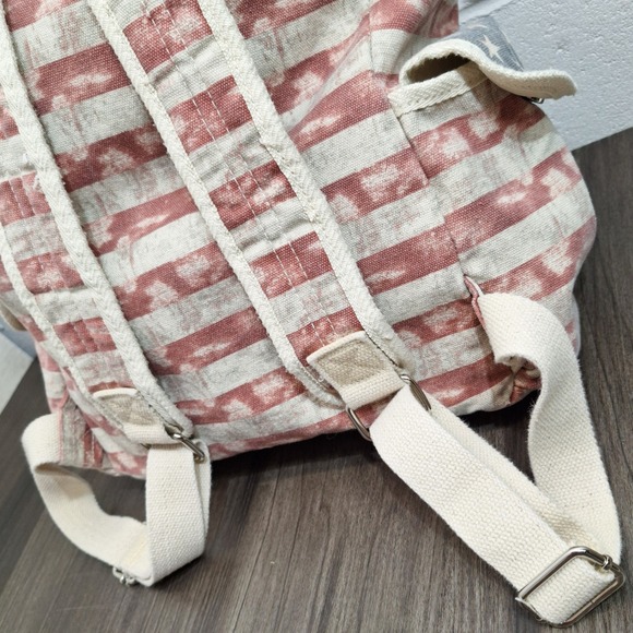 American Flag Canvas Backpack Distressed Stars Stripes Patriotic Vintage Grunge - Picture 10 of 12